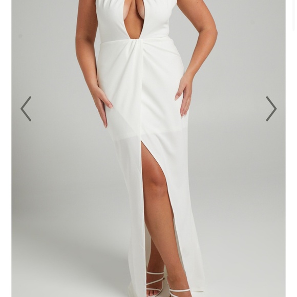 NWT Showpo Banneth Open Front White Formal Maxi Dress - Picture 4 of 8